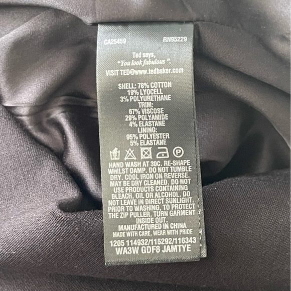 TED BAKER Black 'Jamtye' Structured Black Full 2-way Zip Dress SZ 3 = US 8 - Picture 9 of 13